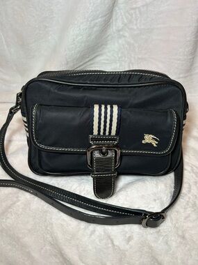 401. Burberry Blue Label nylon and canvas crossbody w/coa